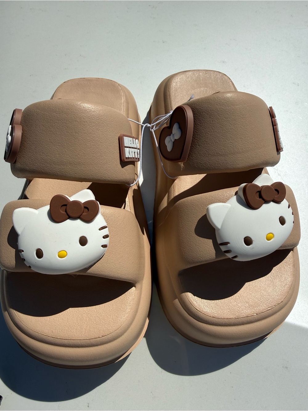 Hello Kitty Pinkish Beige Platform Slide Sandals with Character Appliques